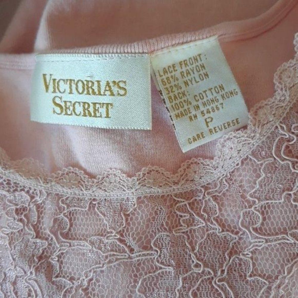 Vintage Victoria's Secret Floral Lace See Through Baby Pink Shell Top Sz S - Picture 3 of 7